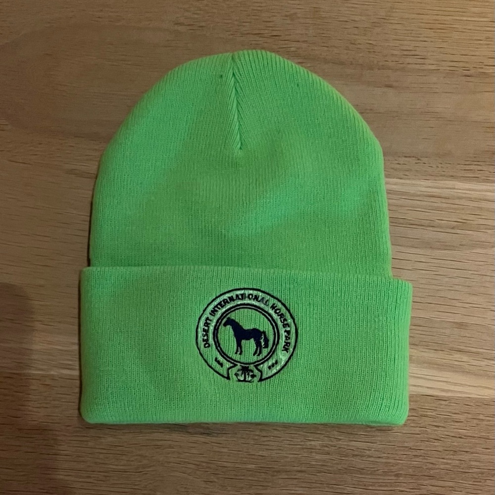 NWOT Desert International Horse Park x MLSJ Beanie Knitted Hat Neon Green